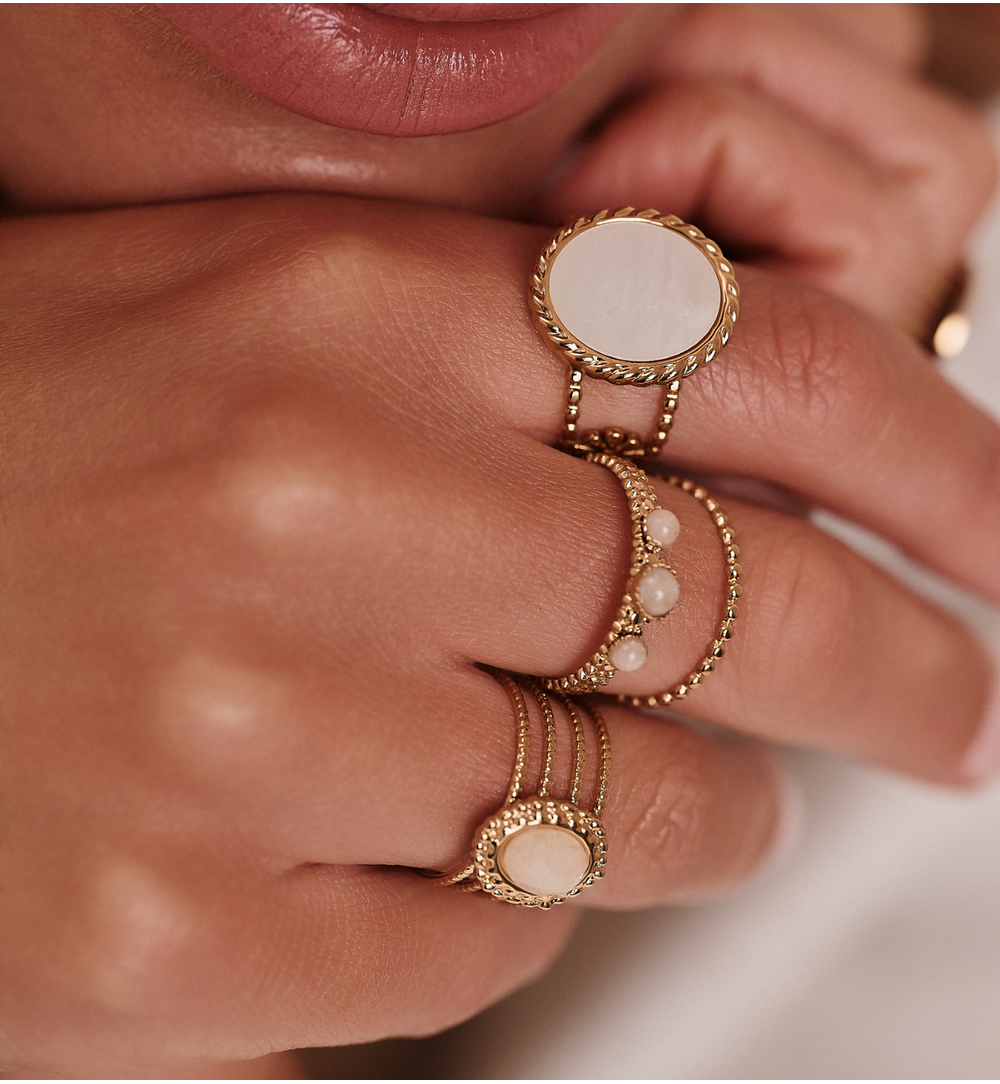 Gold Plated Ring with Round Pearl Earth 0055