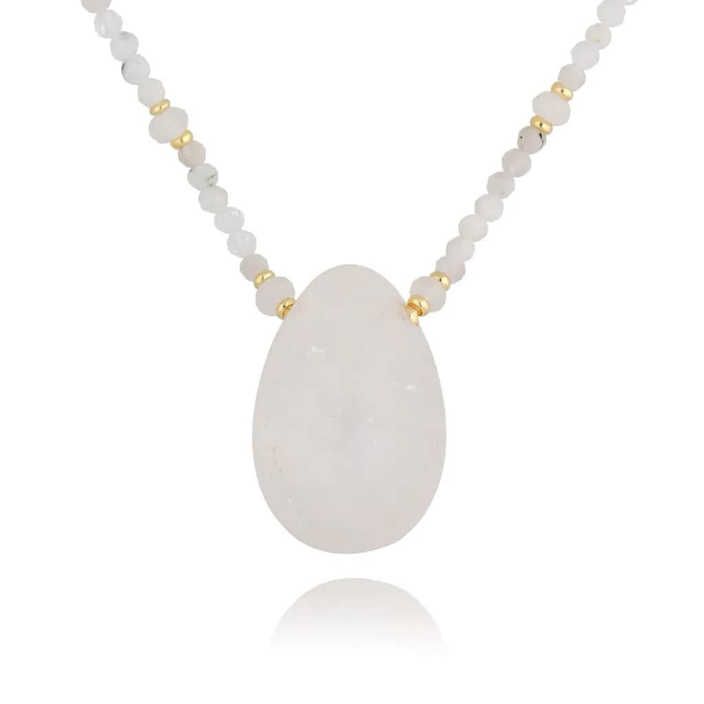 Milky Jadeite Stones Teardrop Necklace