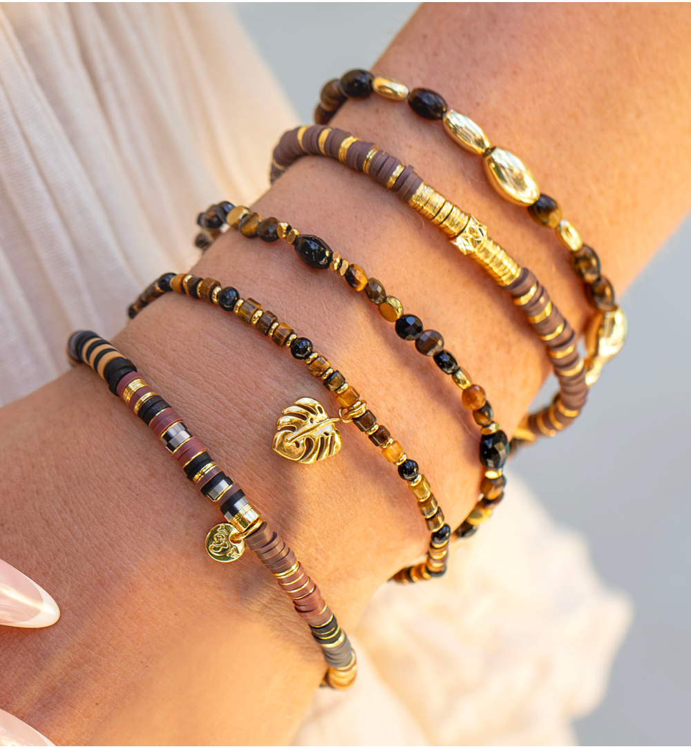 Tigers Eye, Black Agate Stones Bracelet 2270
