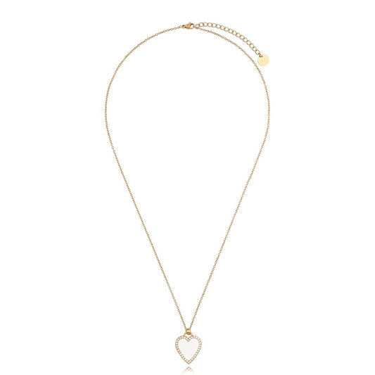 Gild Plated Necklace with White Zircon Heart