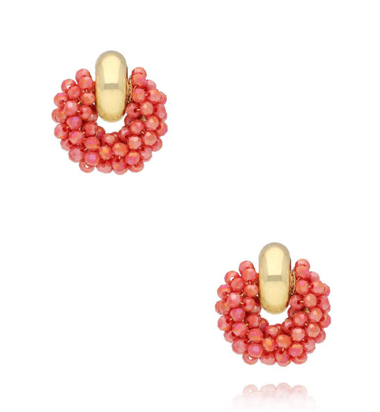 Raspberry Glass Crystals Earrings Weekend