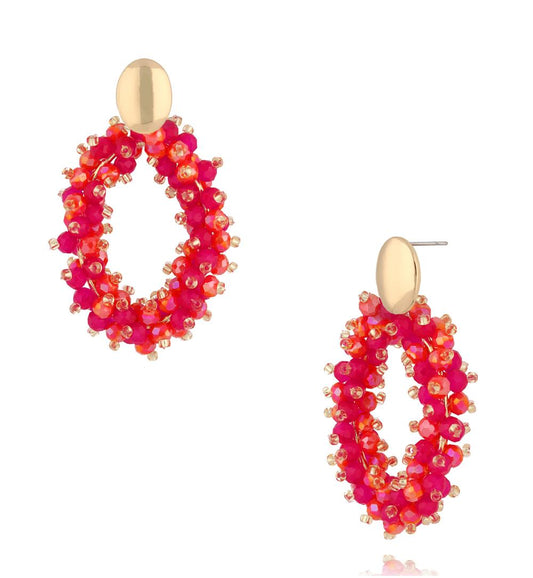 Luminous Fuchsia and Orange Crystal Earrings