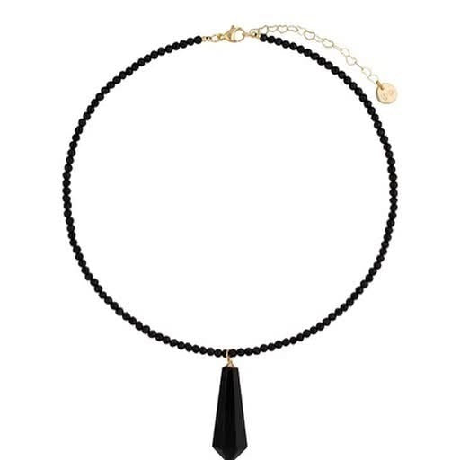Black Agate Necklace with Agate Stone Pendant