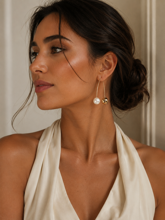 14k Gold Plated Pearl and Gold Harmony Balls