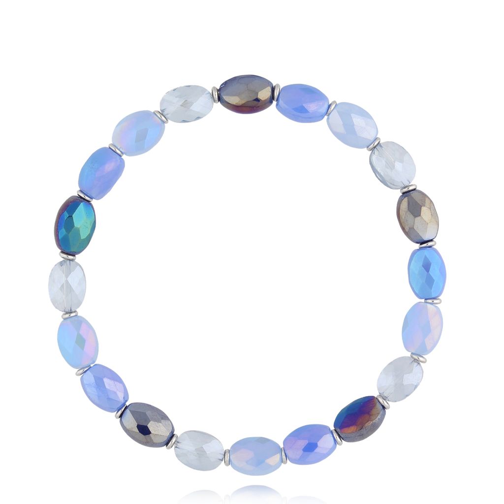 Blue Glass Crystal Bracelet Togue with Silver Finishing