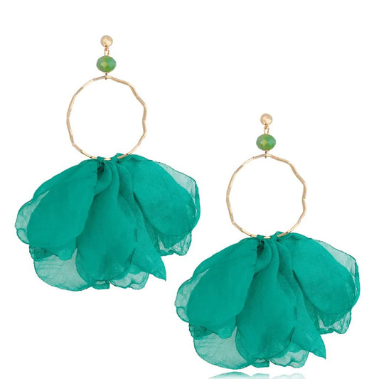 Silk Flower Turquoise Ring Earrings