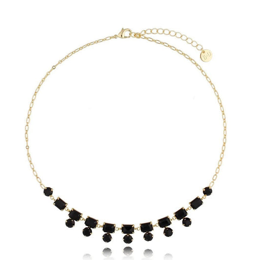 Black Crystals Coil Necklace 0032 (CL)