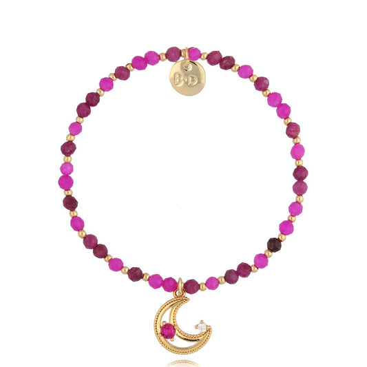 Fuchsia Crystal Moon Bracelet