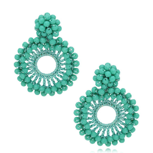 Sparkling Turquoise Faceted Glass Crystal Earrings