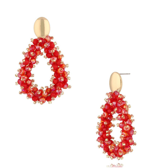 Luminous Red and Gold Crystal Earrings