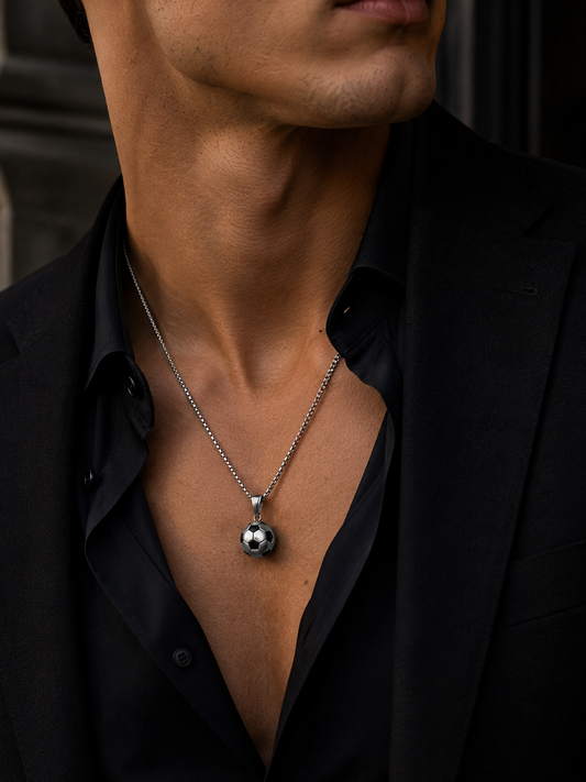 Stylish Men’s Necklace with Soccer Ball