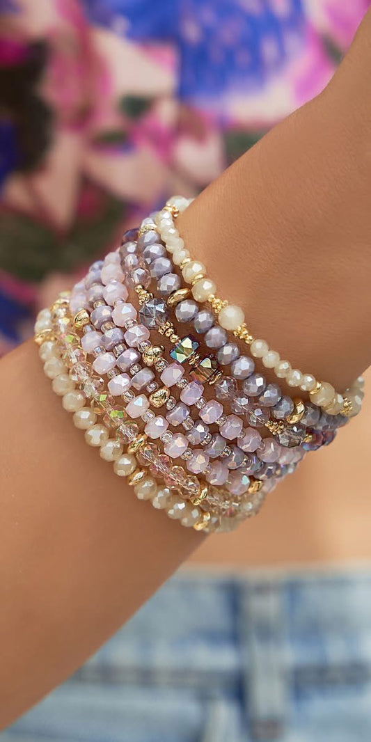 Luminous Pink Glass Crystals Bracelet 0364