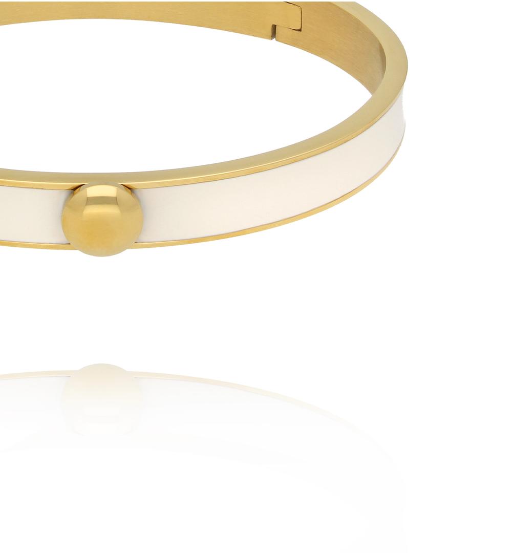 Gold Plated Amalfi White Enamel Bangle Bracelet 1004