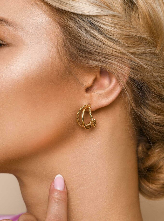 14k Gold Plated Triple Hoop Earrings