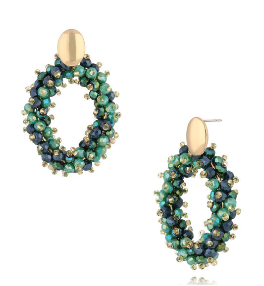 Luminous Green and Gold Crystal Earrings