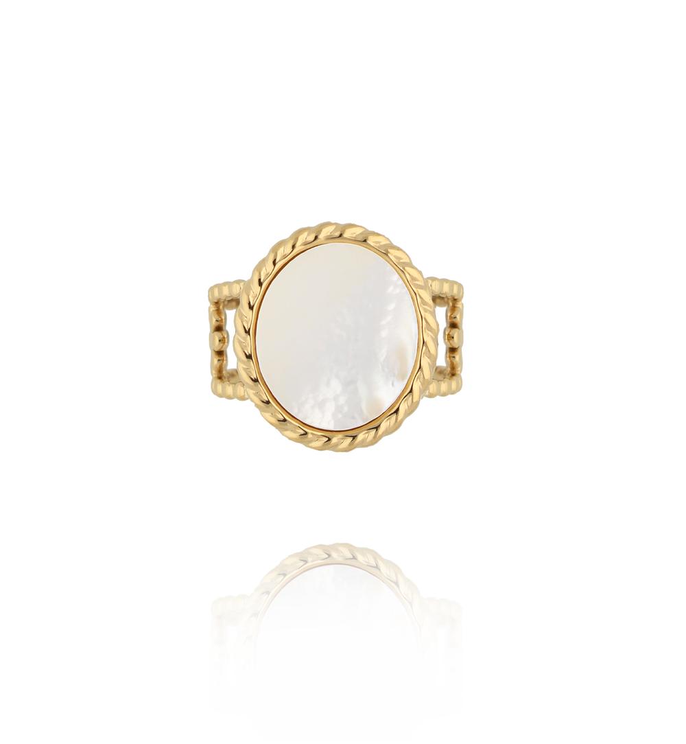 Gold Plated Ring with Round Pearl Earth 0055