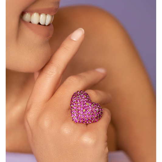 Fuchsia Zirconium Adjustable Heart Ring