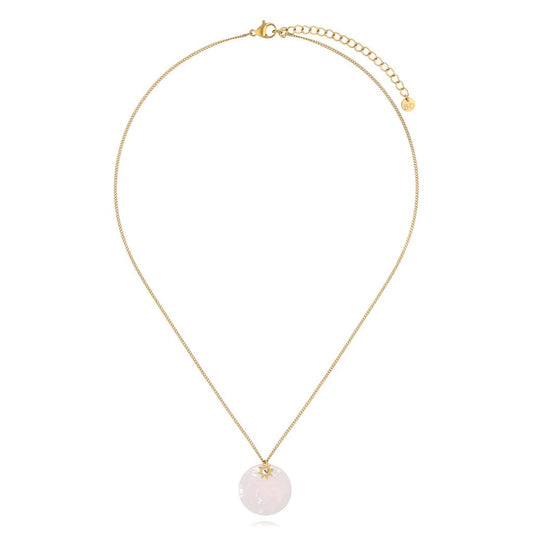 Round Pink Quartz Necklace Island Elegance