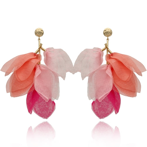 Trio Coral & Pink Flower Earrings