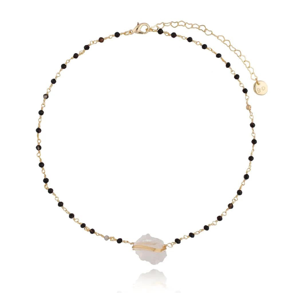 Himalayan Stone Necklace with Black Crystals (CL)