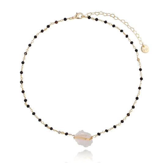 Himalayan Stone Necklace with Black Crystals (CL)