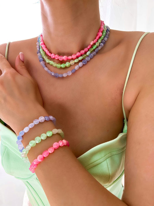 Natural Stone Necklace in Mint Green