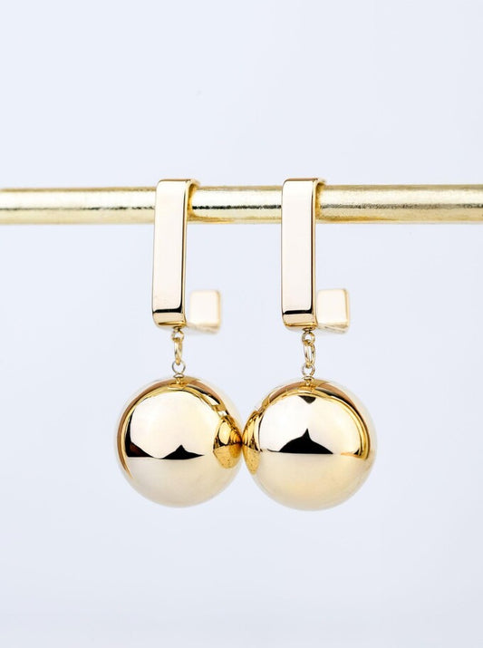 14k Gold Plated Dangle Ball Earrings