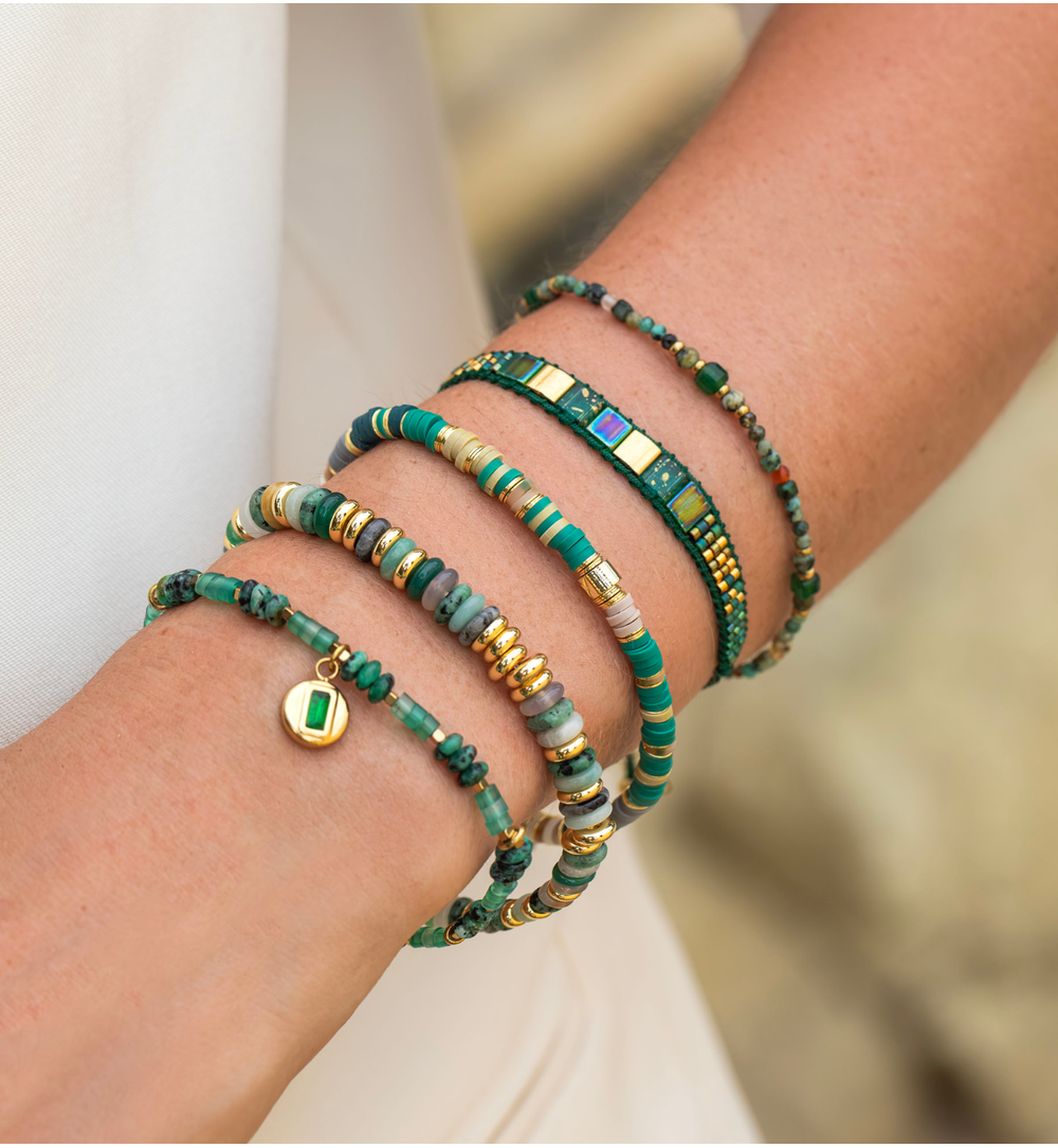 Simplicity Green and Gray Modeling Clay Bracelet