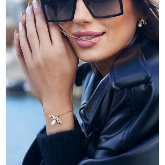 Chain Bracelet with Butterfly and Pearl Pendant Tati (cl)