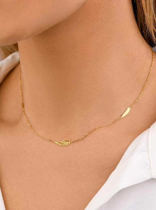 14k Gold Plated Angel Wings Necklace 4618