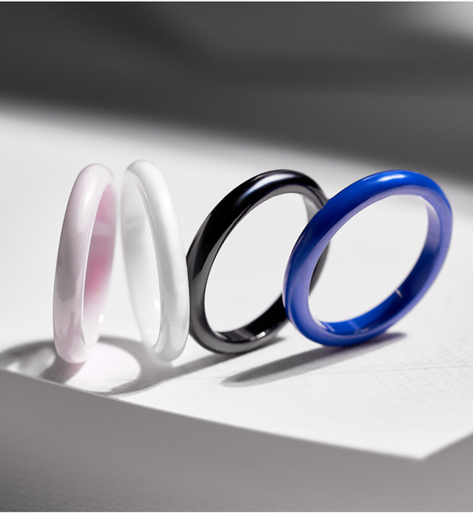 Thin Cobalt Blue Ceramic Ring (size 7)