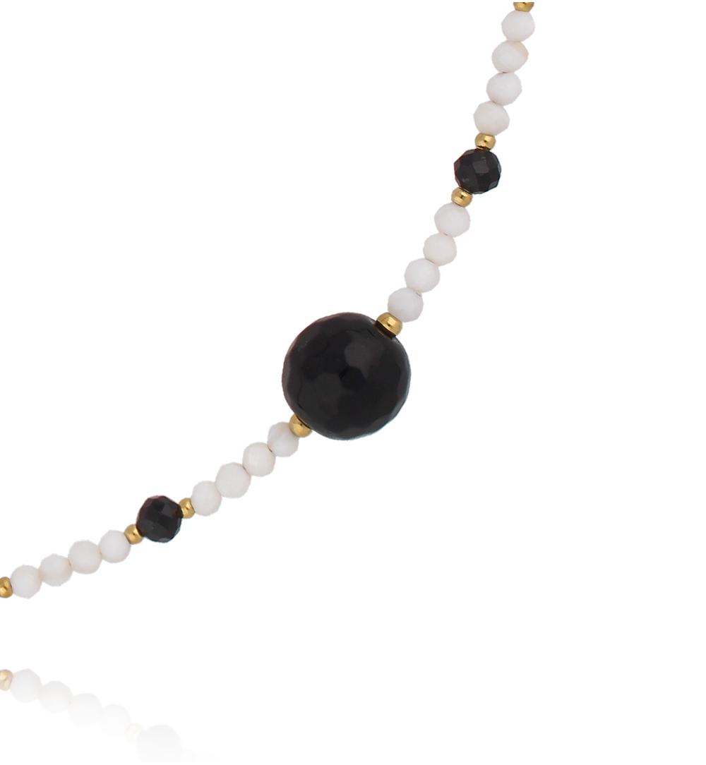 Paradise Necklace with Black Agate Ball and Tourmaline Stones