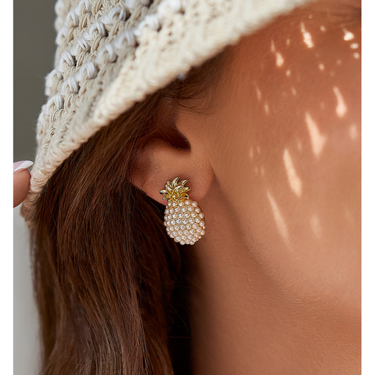 Pearl Pineapple Stud Earrings Hawaii