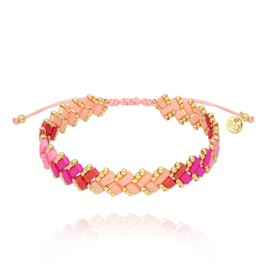 Fuchsia and Peach Miyuki Beads Bracelet Harmony