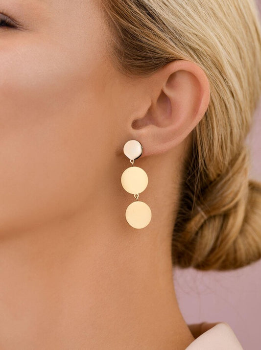 14k Gold Plated Flat Circle Earrings