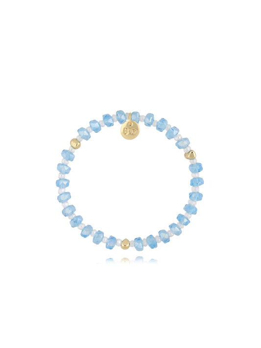 Blue and Transparent Glass Crystals Bracelet 0361