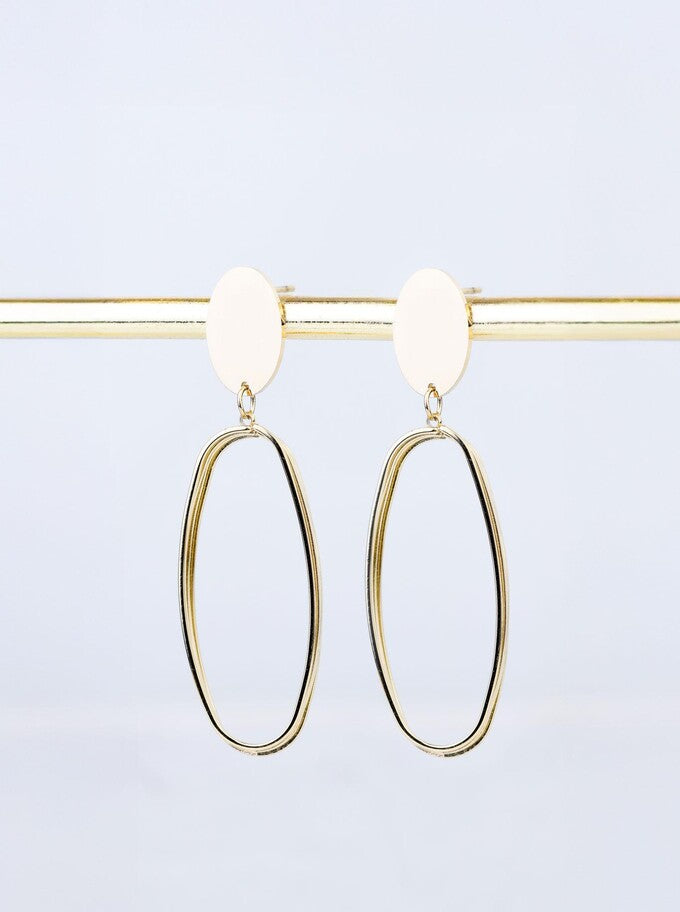 14k Gold Plated Multi Layer Oval Hoop Earrings