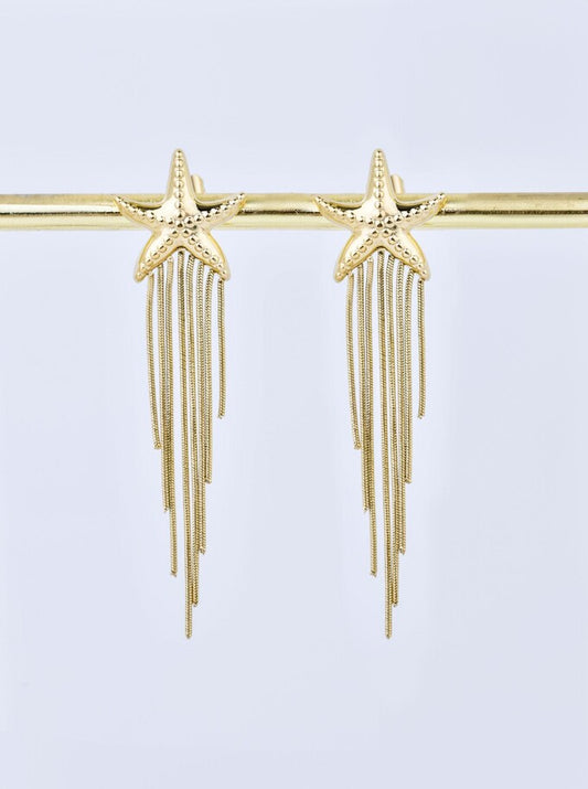 14k Gold Plated Fringe Starfish Earrings Oceanic