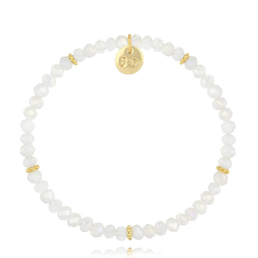Luminous White and Transparent Glass Crystals Bracelet 0377