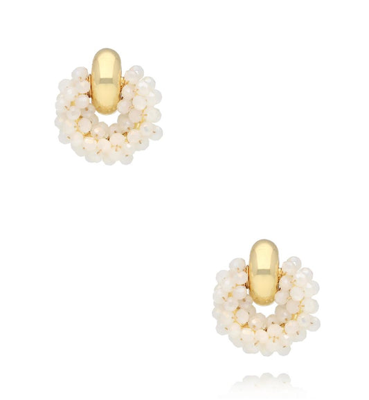 White Glass Crystals Earrings Weekend