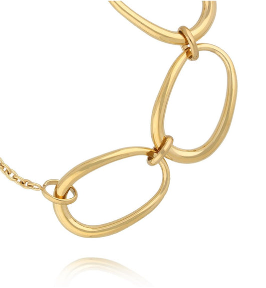 Gold Plated Simple Steel Oval Loop Chain Bracelet