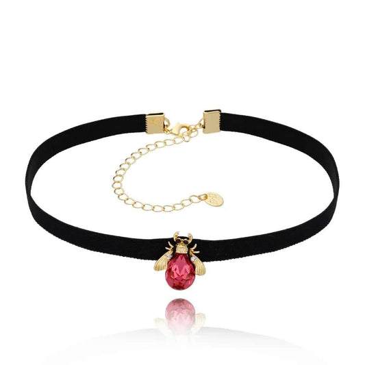 Black Elastic Choker with Raspberry Beetle Powerfull