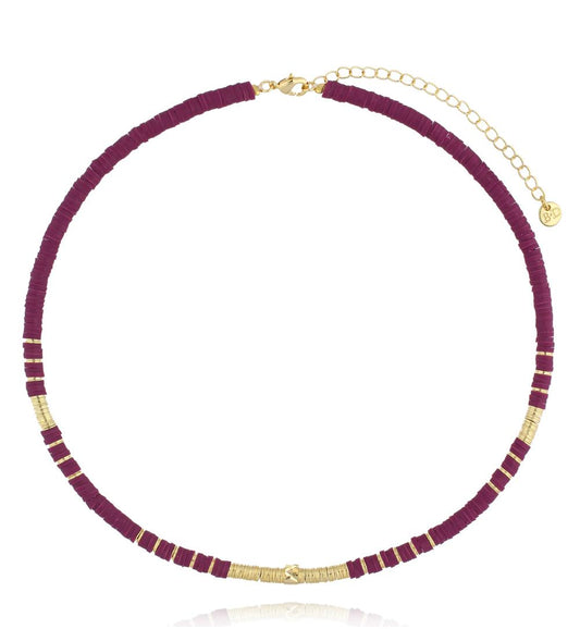 Simplicity Plum & Gold Modeling Clay Necklace