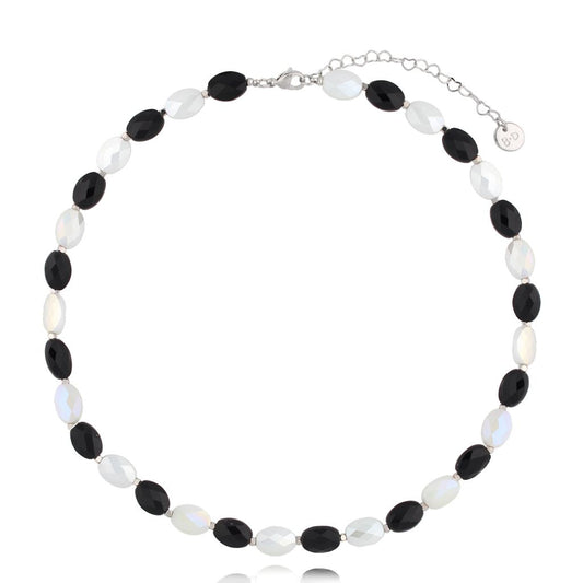 Black & White Crystal Bracelet Togue with Silver Finishing