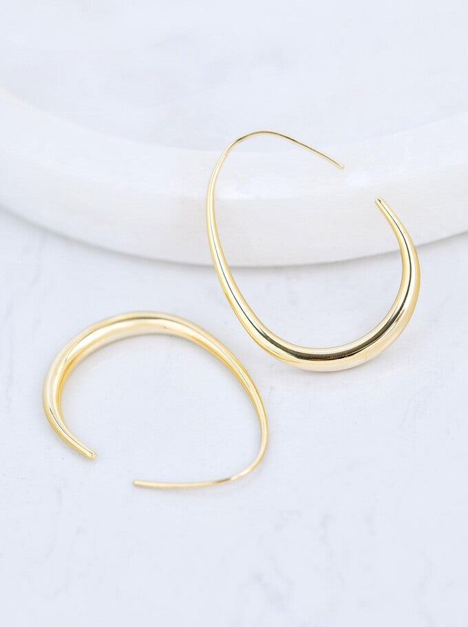14k Gold Plated Open Oval Earrings