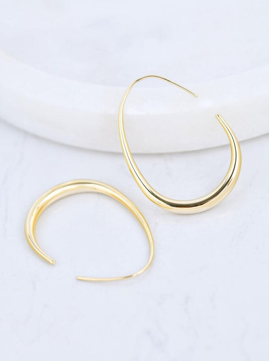 14k Gold Plated Open Oval Earrings