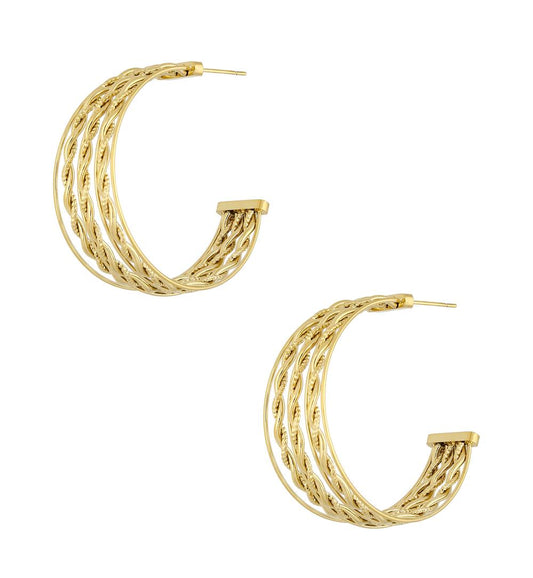 Gold Plated Multi Row Corrugated Hoops 2192