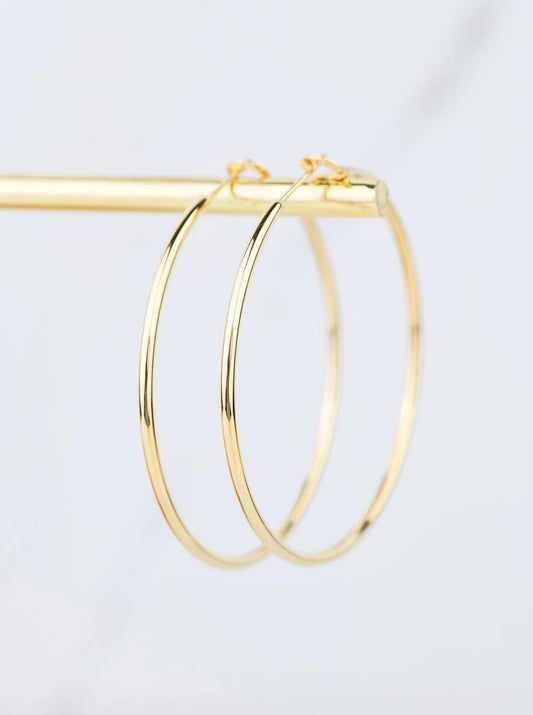 14K Gold Plated Round Hoop Earrings (5cm)