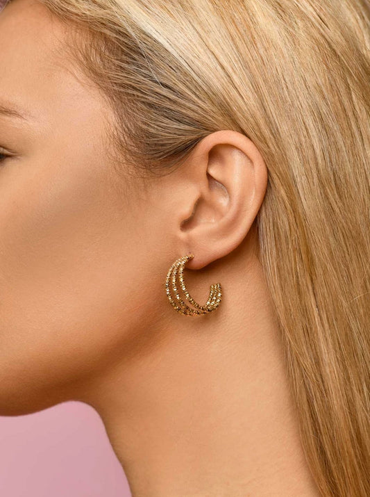 14k Gold Plated Triple Moon Earrings 2,5cm