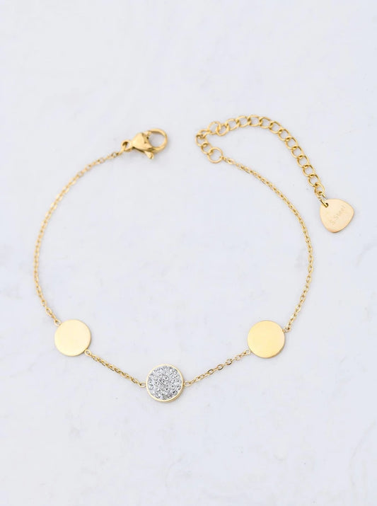 14k Gold Plated Tree Flat Discs Bracelet